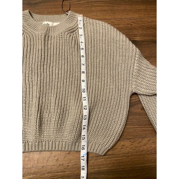 EUC Elodie crewneck cropped chunky ribbed sweater sz: M - Picture 6 of 7